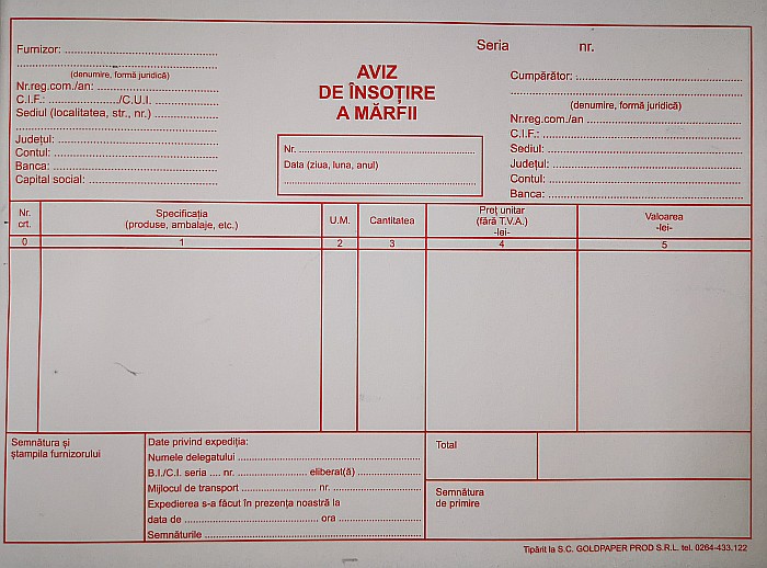 GOL AVIZ INSOTIRE A5 3 EXEMPLARE, AUTOCOPIATIV [3]