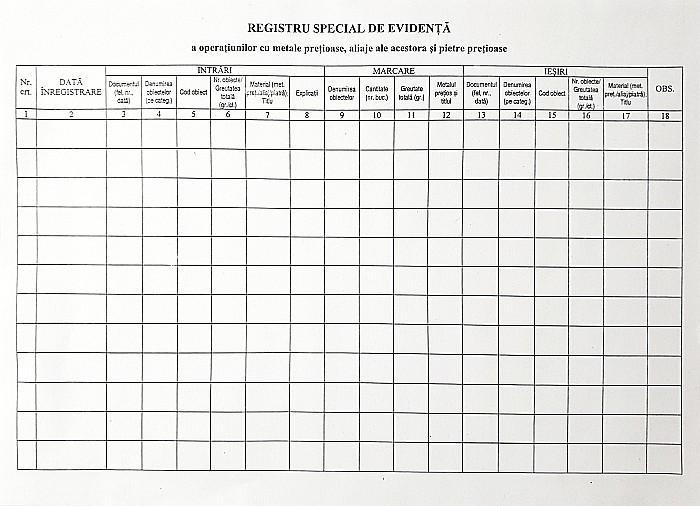 GOL REGISTRU EVIDENTA A METALELOR PRETIOASE [2]