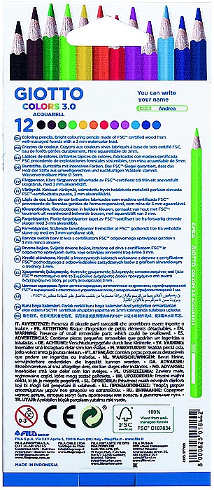 FIL CREIOANE COLORATE GIOTTO AQUARELL 12/SET 277100 [2]