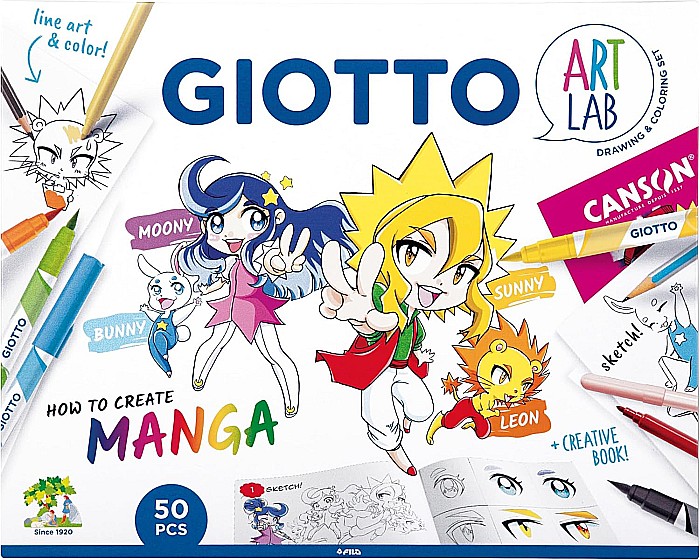 FIL KIT CREATIV GIOTTO ART LAB 50 PIESE HOW TO CREATE MANGA ART LAB 582300 [1]