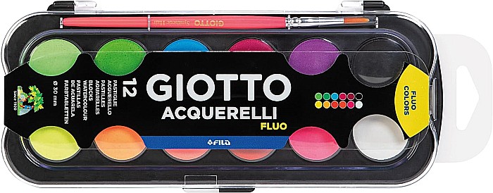 FIL ACUARELE GIOTTO 12/SET + PENSULA, CULORI FLUO, CANDY COLLECTION 351400 [1]