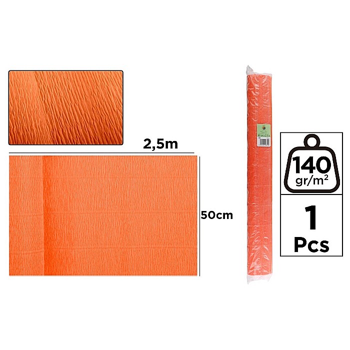 HARTIE CREPONATA FLORISTICA IPB 50*250CM 140GR PORTOCALIU NEON PF981 [1]