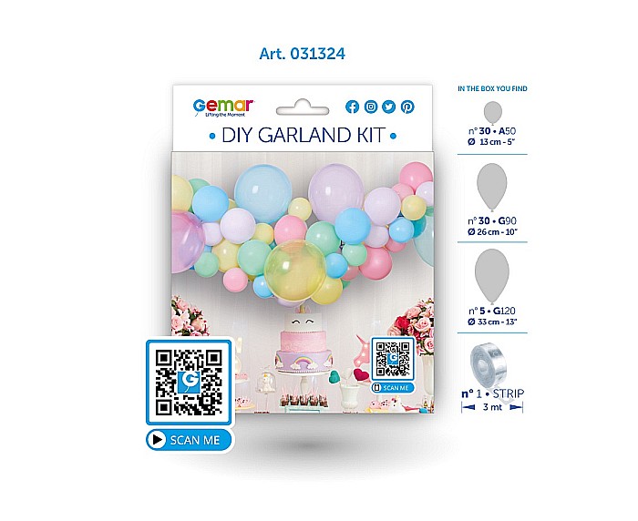 GOD GHIRLANDA DIN BALOANE GEMAR DIY Pastel mix, 2m, 65/set 031324 [2]