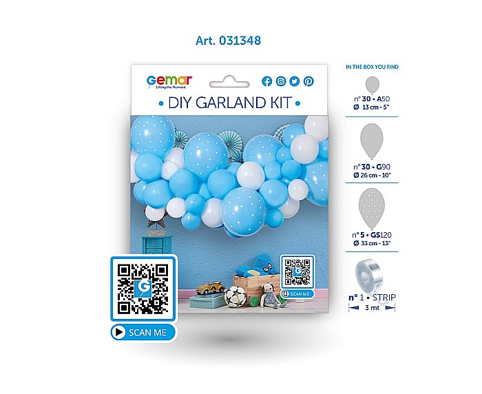 GOD GHIRLANDA DIN BALOANE GEMAR DIY Baby Blue, 2m, 65/set 031348 [3]