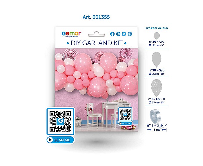 GOD GHIRLANDA DIN BALOANE GEMAR DIY Baby Pink, 2m, 65/set 031355 [3]