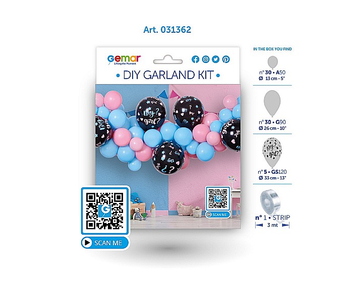 GOD GHIRLANDA DIN BALOANE GEMAR DIY He or She, 2m, 65/set 031362 [3]