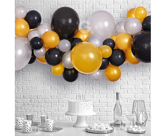 GOD GHIRLANDA DIN BALOANE GEMAR DIY Silver- Gold- Black, 2m, 65/set 031379 [2]