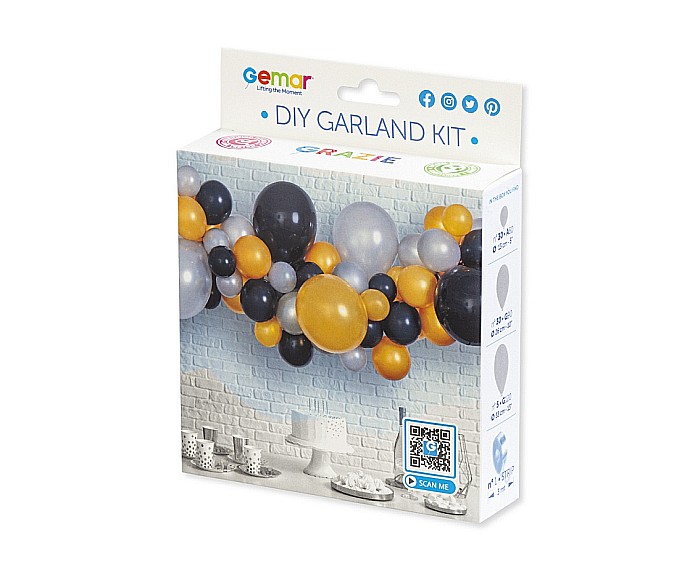 GOD GHIRLANDA DIN BALOANE GEMAR DIY Silver- Gold- Black, 2m, 65/set 031379 [4]