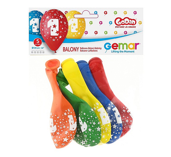 GOD BALOANE LATEX DIGIT PRINT 1 30CM PASTEL MIX 5/SET GS110/1 [2]