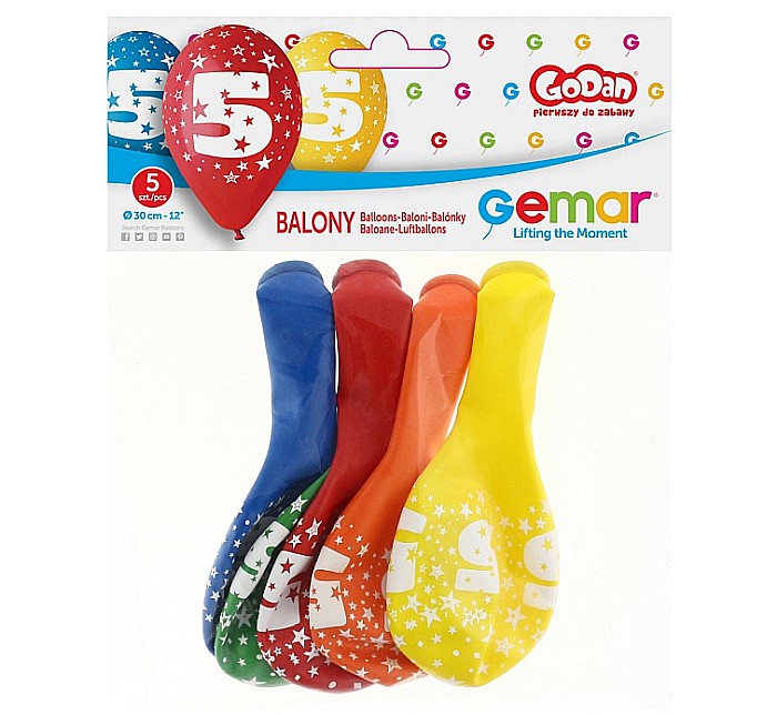 GOD BALOANE LATEX DIGIT PRINT 5 30CM PASTEL MIX 5/SET GS110/5 [2]