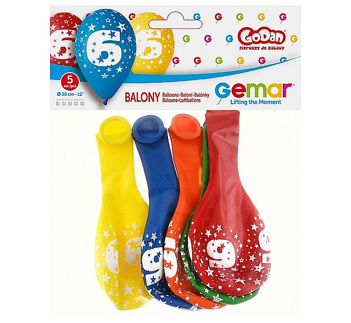 GOD BALOANE LATEX DIGIT PRINT 6 30CM PASTEL MIX 5/SET GS110/6 [2]