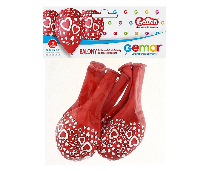 GOD BALOANE LATEX GEMAR HEARTS 30CM ROSII 5/SET GS110/P086 [2]