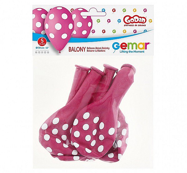 GOD BALOANE LATEX GEMAR Dots, 30cm, pink, 5/set GS110/P157/07 [2]