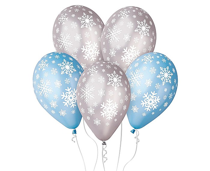 GOD BALOANE Premium Balloons "Snow flakes", metallic, 30cm 5/set GMS110/P141 [1]