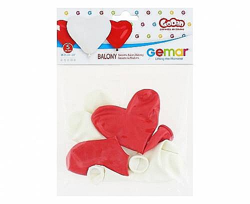 GOD BALOANE Balloon Premium 5 Hearts, 25cm, red and white, 5/set CR/45-01/5 [2]