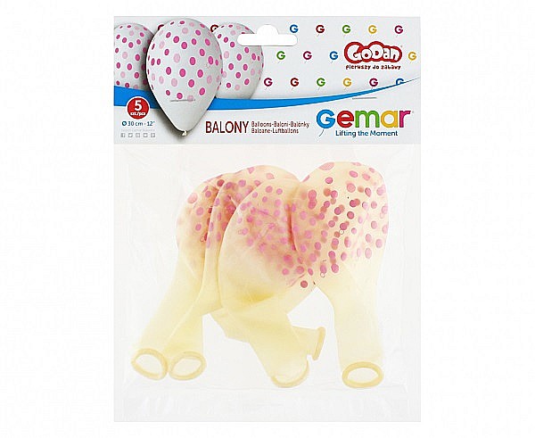 GOD BALOANE LATEX GEMAR Dots, 30cm, pink transparent, 5/set GS110/GKIR [2]