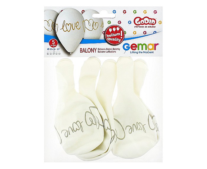 GOD BALOANE LATEX GEMAR LOVE WHITE 33CM 5/SET GS120/LV [2]
