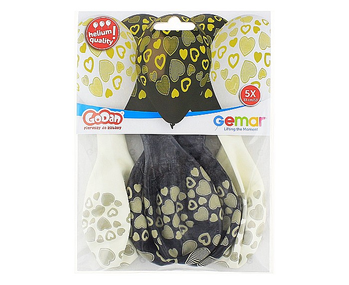 GOD BALOANE Premium helium balloons, Golden Hearts, 33cm, 5/set GS120/917 [2]