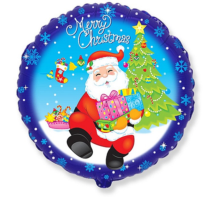 GOD BALON FOLIE ALUMINIU Merry Christmas - St. Nicholas z gift, circle 46cm, 401529 [1]