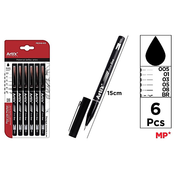 FINELINER ARTIX IPB 6/SET 0.05,0.1,0.3,0.5,0.8MM,BR, NEGRU PE346-03 [1]