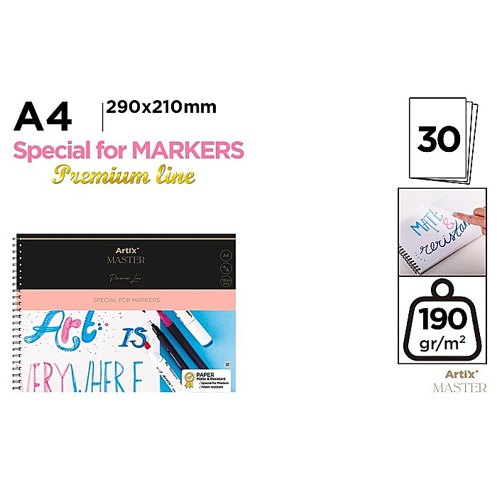 BLOC DESEN MARKER IPB A4 ARTIX SPIRA 30 COLI 190GR/M2 PB308 [1]