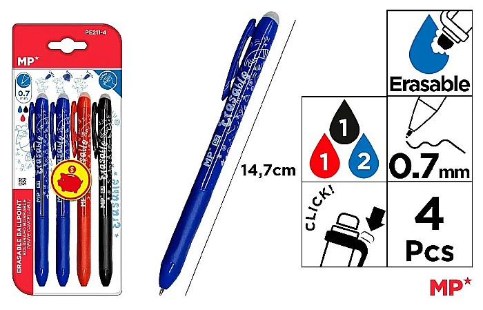 PIX CU RADIERA IPB 0.7MM CLICK 4/SET 3 CULORI PE211-4 [1]