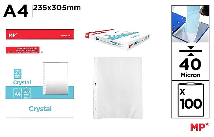 FOLIE PROTECTIE IPB A4 40 MIC CRISTAL 100/SET PC909C-100 [1]
