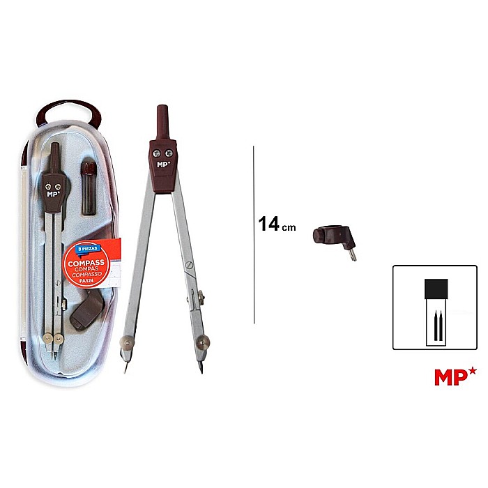 COMPAS IPB 140MM 3 PIESE ARGINTIU PA124 [1]