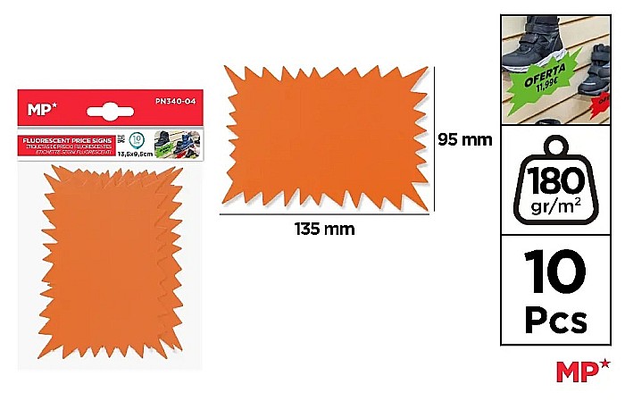 ETICHETA PRET IPB 135*95MM 10/SET PORTOCALIU NEON PN340-04 [1]