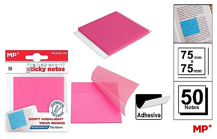 POST IT ADEZIV TRANSLUCID IPB 75*75MM ROZ 50/SET PN346-03 [1]