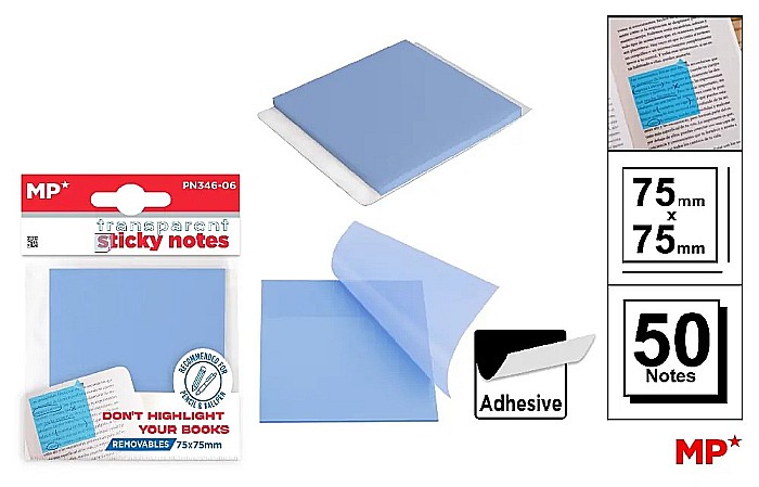 POST IT ADEZIV TRANSLUCID IPB 75*75MM ALBASTRU DESCHIS 50/SET PN346-06 [1]