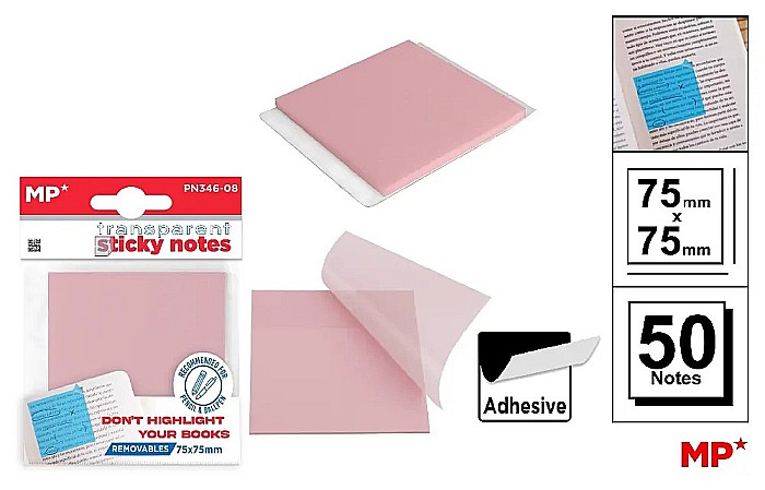 POST IT ADEZIV TRANSLUCID IPB 75*75MM ROZ DESCHIS 50/SET PN346-08 [1]
