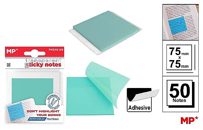 POST IT ADEZIV TRANSLUCID IPB 75*75MM TURQUOISE 50/SET PN346-09 [1]