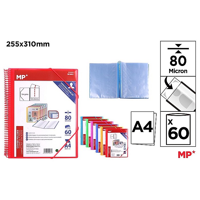 MAPA PREZENTARE A4 IPB PERSONALIZABILA CU SPIRA SI ELASTIC 60 FOLII CULORI ASORTATE PC501F [1]