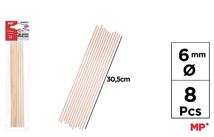 BAGHETE LEMN IPB 6MM*30.5CM 8/SET NATUR PM028-4 [1]