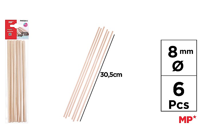 BAGHETE LEMN IPB 8MM*30.5CM 6/SET NATUR PM028-5 [1]