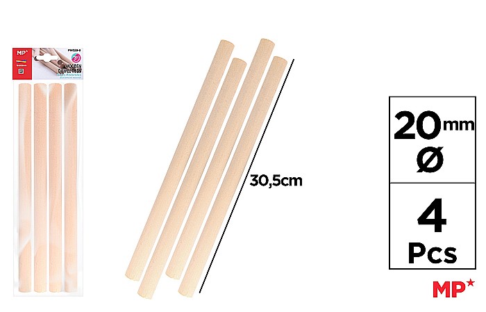 BAGHETE LEMN IPB 20MM*30.5CM 4/SET NATUR PM028-9 [1]