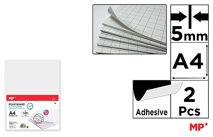 CARTON MOUSSE IPB ADEZIV A4 5MM 2/SET ALB PN707 [1]