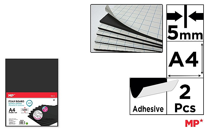 CARTON MOUSSE IPB ADEZIV A4 5MM 2/SET NEGRU PN710 [1]