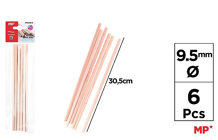 BAGHETE LEMN IPB 9.5MM*30.5CM 6/SET NATUR PM028-6 [1]