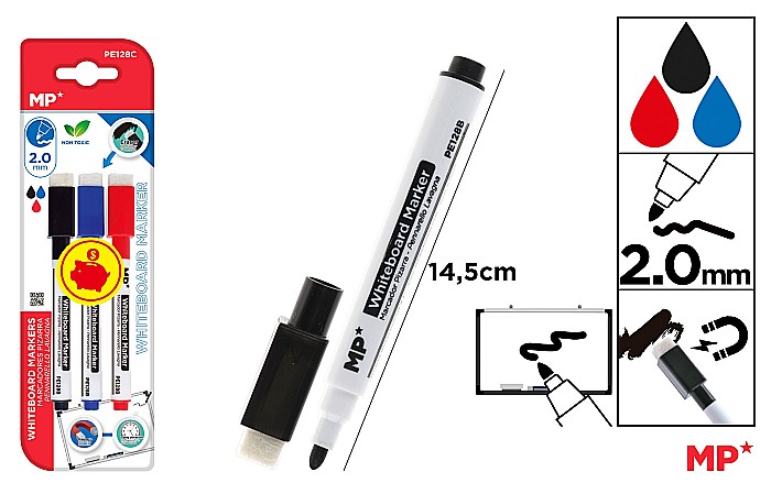 MARKER WHITEBOARD IPB CU BURETE 3 CULORI/SET PE128C [1]
