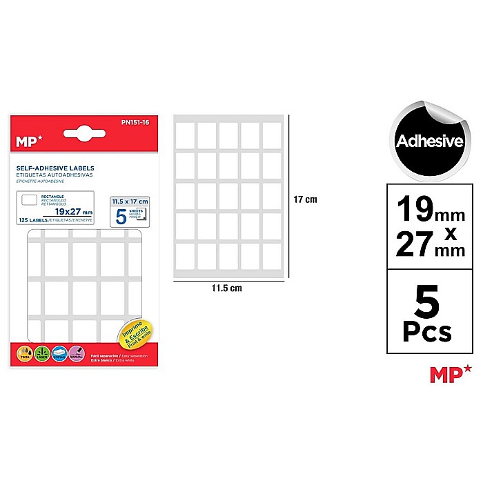 ETICHETE ADEZIVE IPB 19*27MM 5 COLI/SET 125 BUCATI PN151-16 [1]