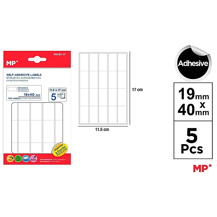 ETICHETE ADEZIVE IPB 19*40MM 5 COLI/SET 100 BUCATI PN151-17 [1]