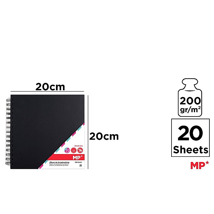 ALBUM IPB SCRAPBOOKING 20*20CM 200GR/M2 SPIRA NEGRU 20 DE COLI PD140-01 [2]
