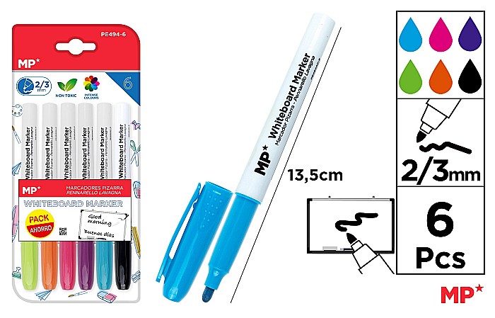 MARKER WHITEBOARD IPB 2/3MM 6/SET PASTEL PE494-6 [1]