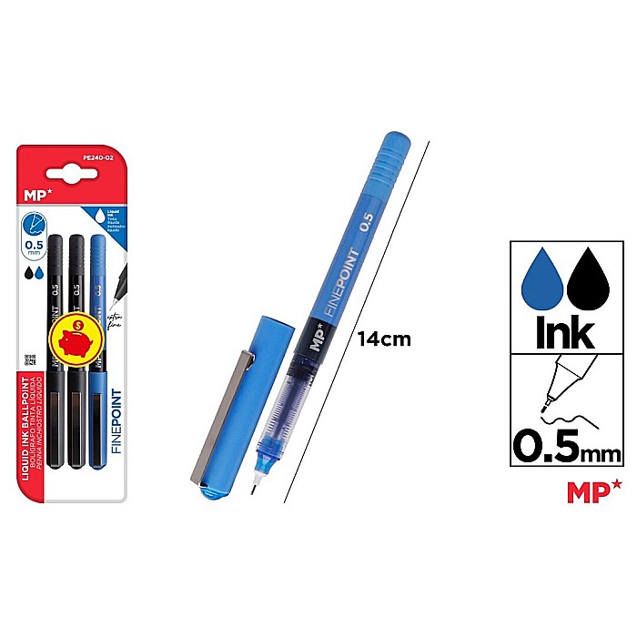 ROLLER IPB X5 GEL 0.5MM 3/SET NEGRU/ ALBASTRU  PE240-02 [1]