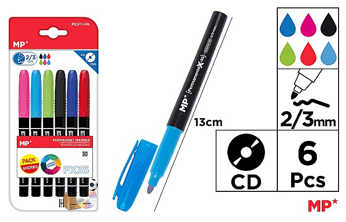 MARKER PERMANENT IPB PENTRU CD 2/3MM 6 CULORI/SET PE511-06 [1]