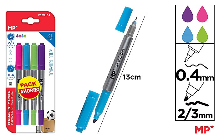 MARKER PERMANENT IPB 2 CAPETE 4/SET 0.4MM - 2/3MM CULORI PASTEL PE512-04 [1]