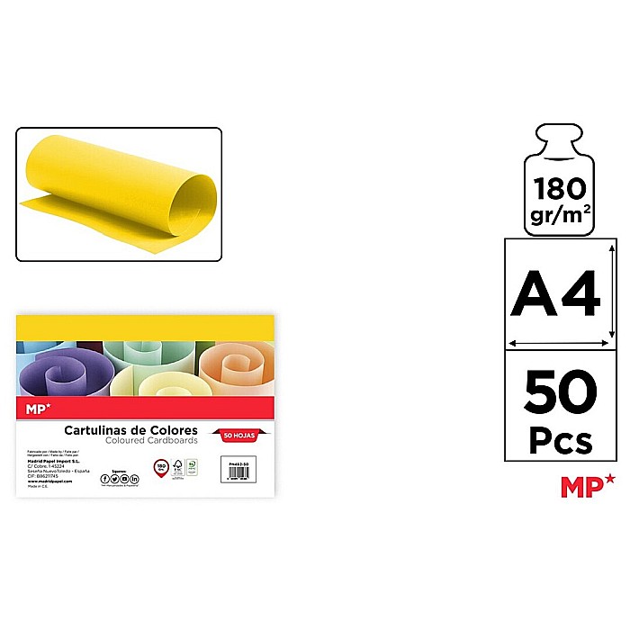 CARTON COLOR IPB A4 180GR 50/SET GALBEN LAMAI PN462-50 [1]