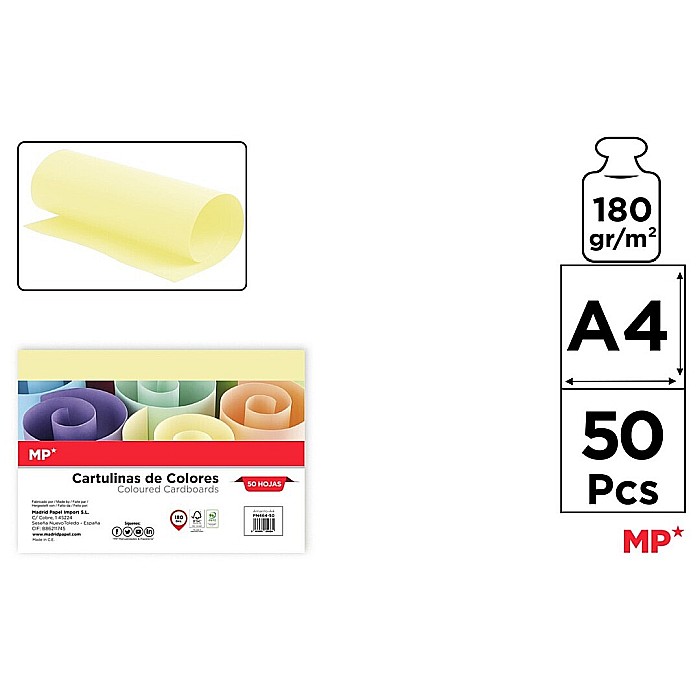 CARTON COLOR IPB A4 180GR 50/SET GALBEN PN464-50 [1]